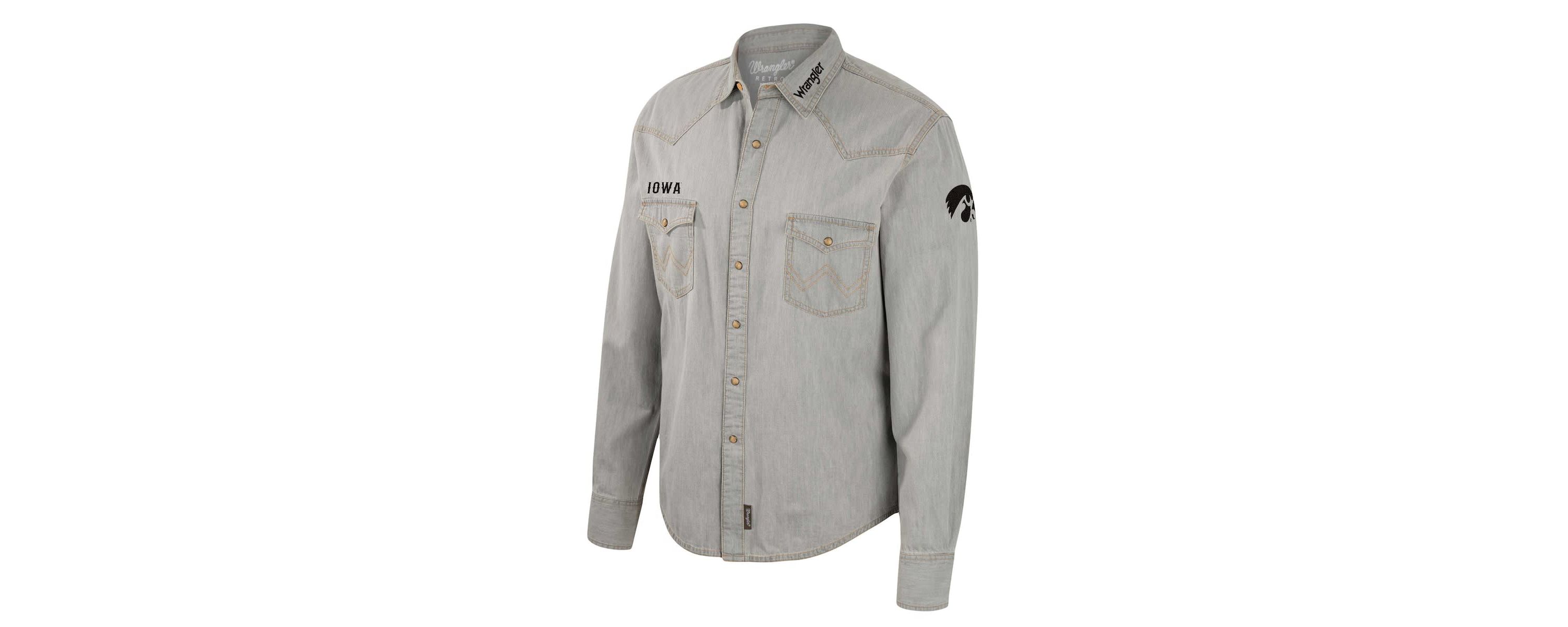 NCAA x Wrangler Iowa Hawkeyes Cowboy Cut Western Full-Snap Long Sleeve Shirt