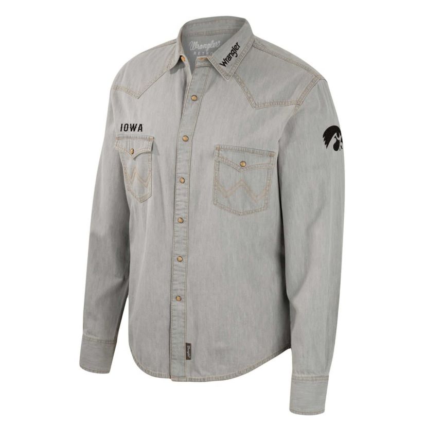 NCAA x Wrangler Iowa Hawkeyes Cowboy Cut Western Full-Snap Long Sleeve Shirt
