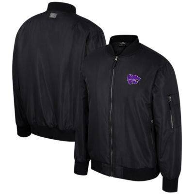 Colosseum Men's NCAA Kansas State Wildcats Full-Zip Bomber Jacket, Black, Large