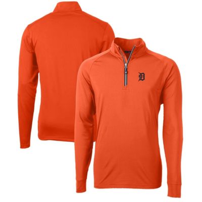 Cutter & Buck Men's MLB Detroit Tigers Adapt Eco Knit Stretch Recycled Quarter-Zip Pullover Top, Orange, Medium