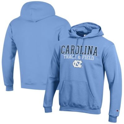 Champion Men's NCAA Carolina North Carolina Tar Heels Track & Field Stack Powerblend Pullover Hoodie, Light Blue, Large