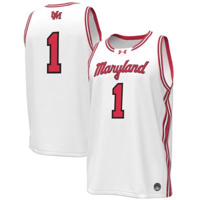 Men's NCAA Under Armour #1 Maryland Terrapins Throwback Replica Basketball Jersey -  3204155200085357