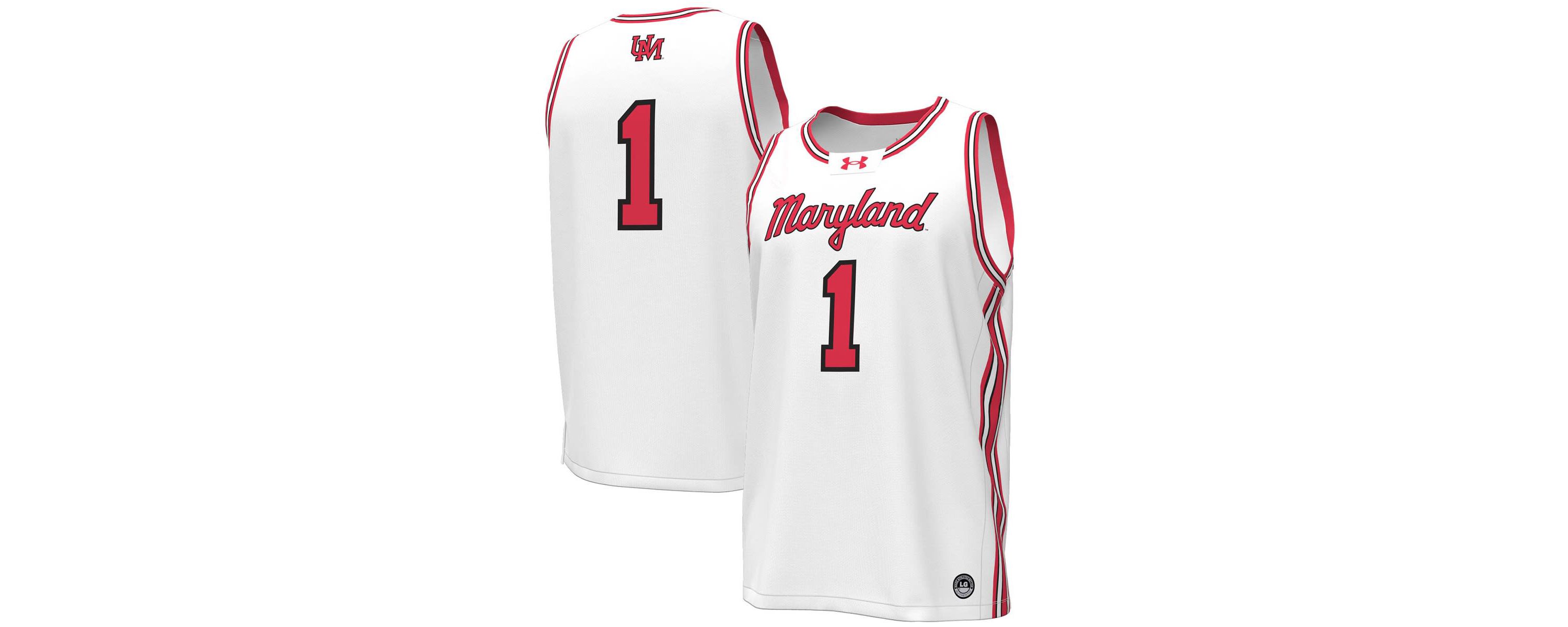 NCAA Under Armour #1 Maryland Terrapins Throwback Replica Basketball Jersey