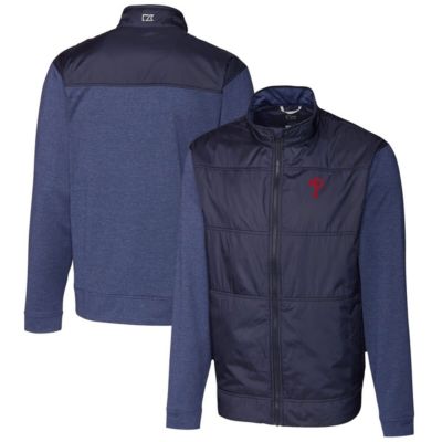 Cutter & Buck Men's MLB Philadelphia Phillies Stealth Hybrid Quilted Full-Zip Windbreaker Jacket, Navy Blue, 2XL