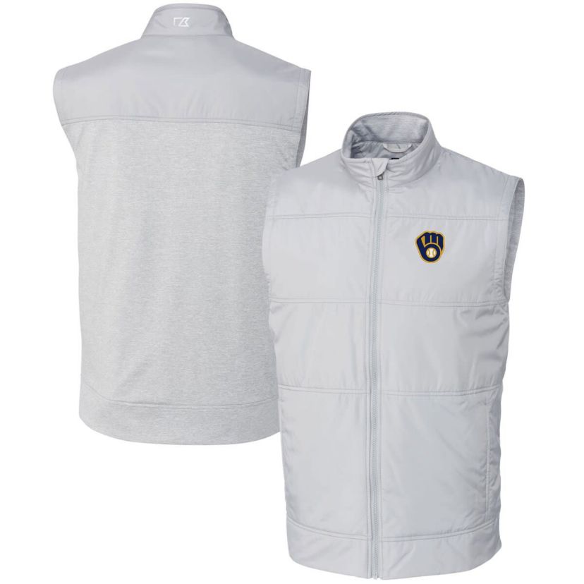 MLB Milwaukee Brewers Stealth Hybrid Quilted Windbreaker Full-Zip Vest