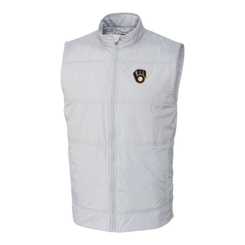 MLB Milwaukee Brewers Stealth Hybrid Quilted Windbreaker Full-Zip Vest
