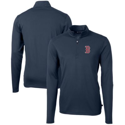 Cutter & Buck Men's Boston Red Sox MLB Boston Sox Virtue Eco Pique Recycled Quarter-Zip Pullover Top, Navy Blue, 3XL