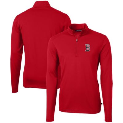 Cutter & Buck Men's Boston Red Sox MLB Boston Sox Virtue Eco Pique Recycled Quarter-Zip Pullover Top, 3XL