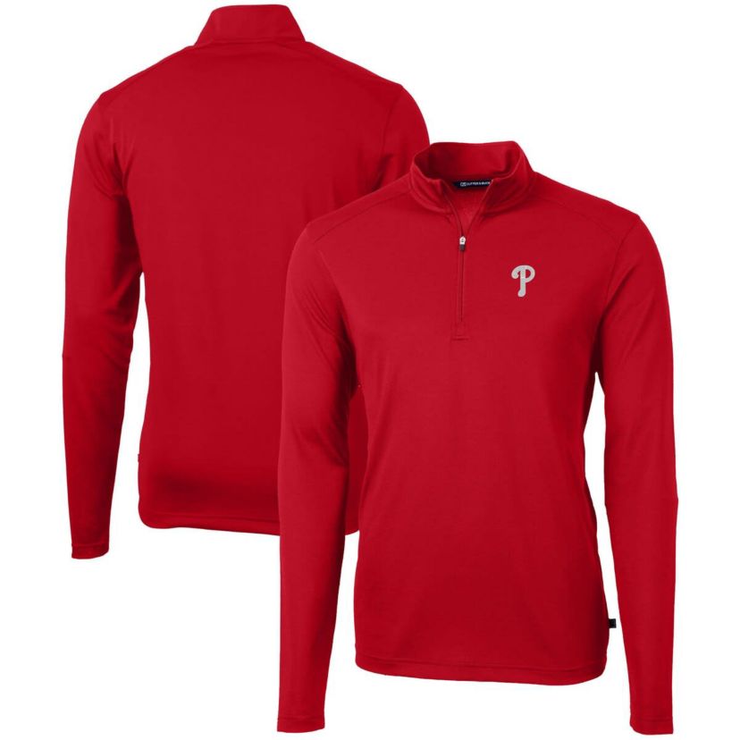 MLB Philadelphia Phillies Virtue Eco Pique Recycled Quarter-Zip Pullover Top