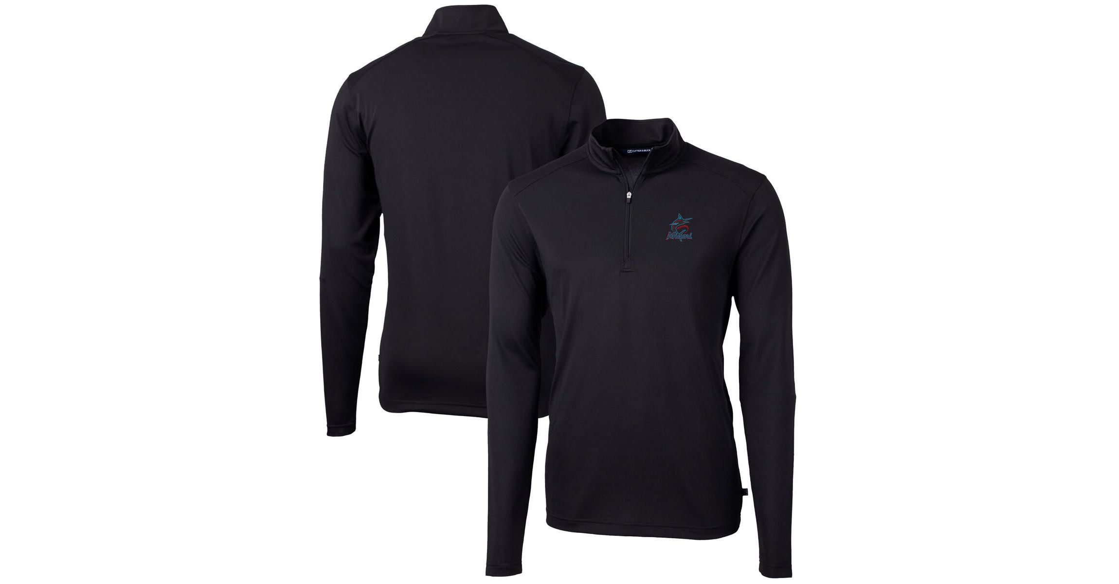 MLB Miami Marlins Virtue Eco Pique Recycled Quarter-Zip Pullover Top