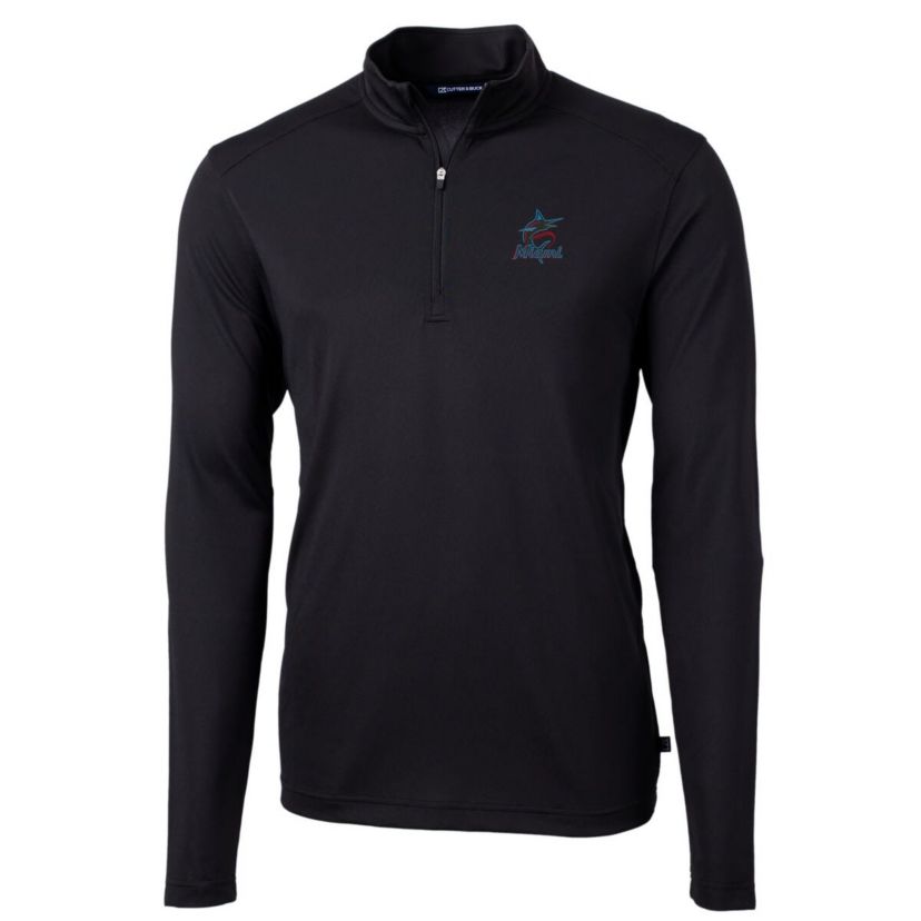 MLB Miami Marlins Virtue Eco Pique Recycled Quarter-Zip Pullover Top