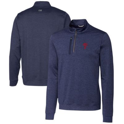 Cutter & Buck Men's MLB Philadelphia Phillies Stealth ed Quarter-Zip Pullover Top, Navy Blue, 3XL