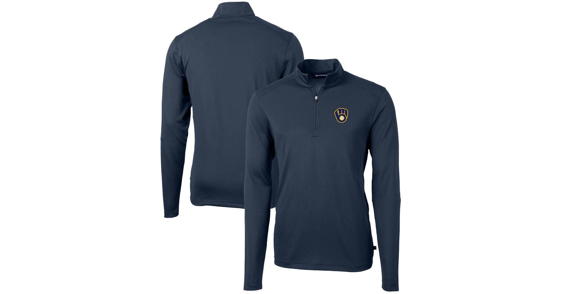 MLB Milwaukee Brewers Virtue Eco Pique Recycled Quarter-Zip Pullover Top