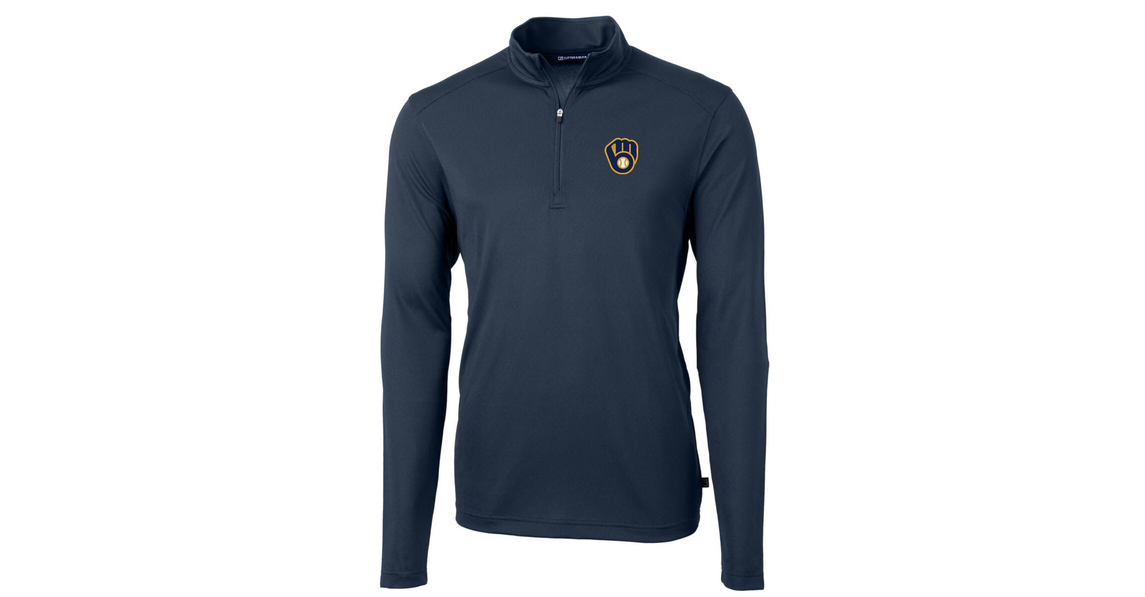 MLB Milwaukee Brewers Virtue Eco Pique Recycled Quarter-Zip Pullover Top