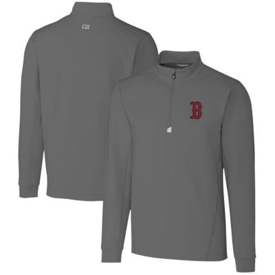 Cutter & Buck Men's Boston Red Sox MLB Boston Sox Big & Tall Traverse Stretch Quarter-Zip Pullover Top, Gray, 2XL Tall