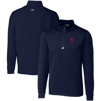Cutter & Buck Men's MLB Philadelphia Phillies Big & Tall Traverse Stretch Quarter-Zip Pullover Top, Navy Blue, 3XL Tall