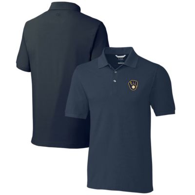 Cutter & Buck Men's MLB Milwaukee Brewers Big & Tall Advantage Tri-Blend Pique Polo, Navy Blue, Large