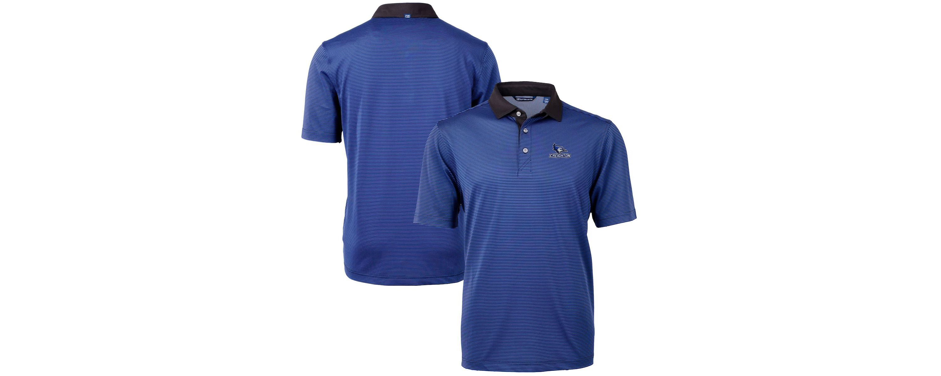 Creighton University Bluejays NCAA Blue/Black Creighton Bluejays Big & Tall Virtue Eco Pique Micro Stripe Recycled Polo