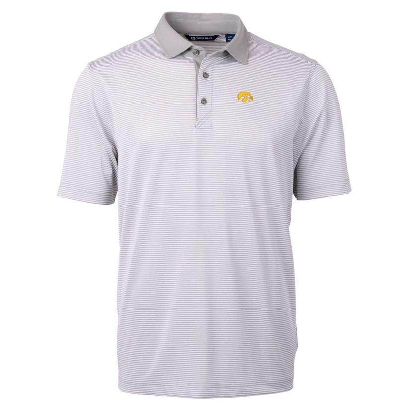 NCAA Iowa Hawkeyes Big & Tall Virtue Eco Pique Micro Stripe Recycled Polo