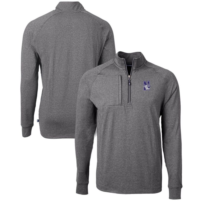 NCAA Northwestern Wildcats Big & Tall Adapt Eco Knit Quarter-Zip Pullover Top