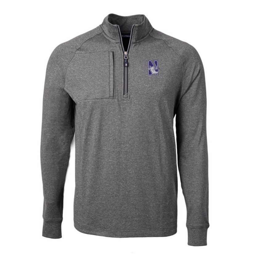NCAA Northwestern Wildcats Big & Tall Adapt Eco Knit Quarter-Zip Pullover Top