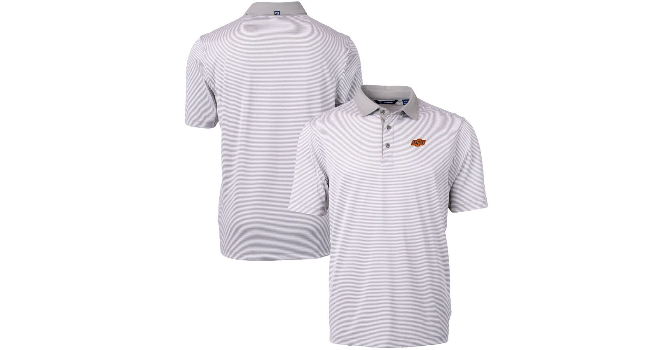 NCAA Oklahoma State Cowboys Big & Tall Virtue Eco Pique Micro Stripe Recycled Polo