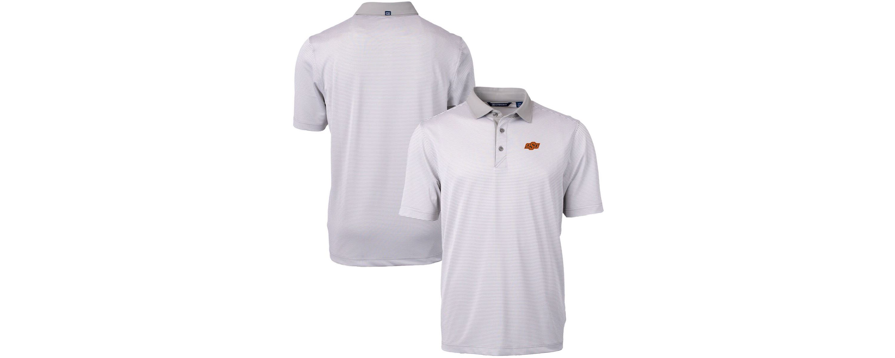 NCAA Oklahoma State Cowboys Big & Tall Virtue Eco Pique Micro Stripe Recycled Polo