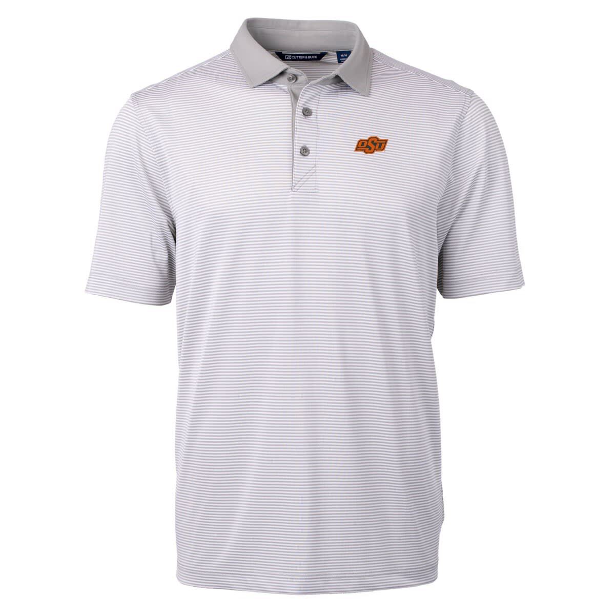 NCAA Oklahoma State Cowboys Big & Tall Virtue Eco Pique Micro Stripe Recycled Polo