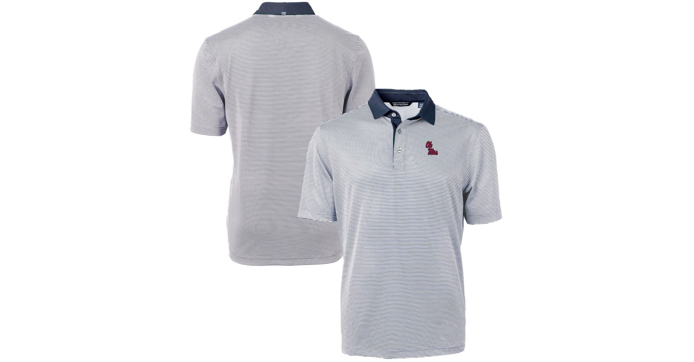 NCAA Ole Miss Rebels Big & Tall Virtue Eco Pique Micro Stripe Recycled Polo