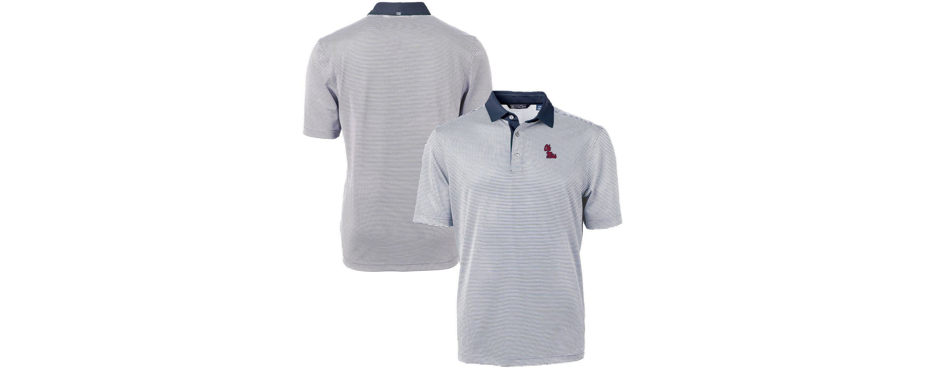 NCAA Ole Miss Rebels Big & Tall Virtue Eco Pique Micro Stripe Recycled Polo
