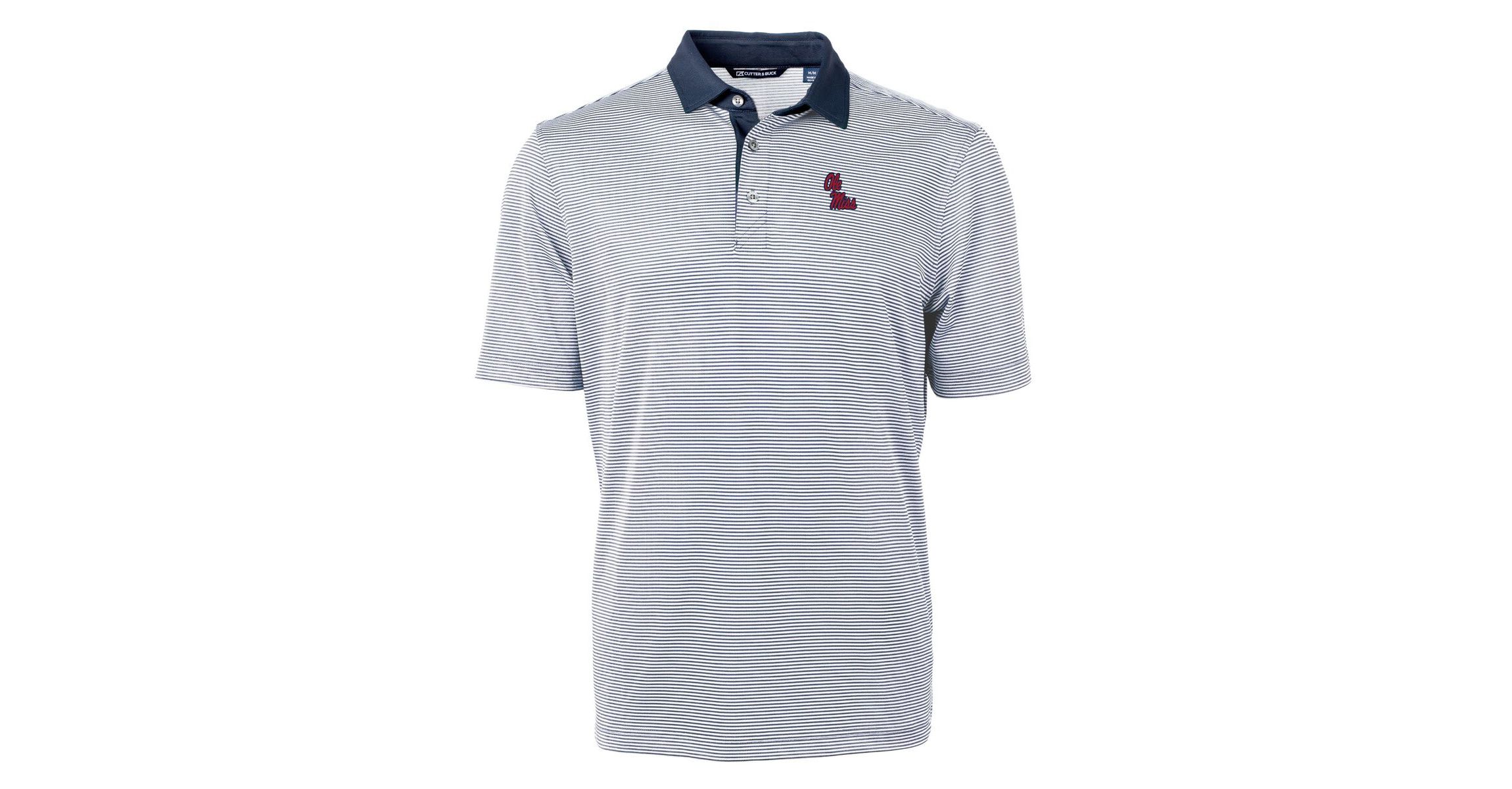NCAA Ole Miss Rebels Big & Tall Virtue Eco Pique Micro Stripe Recycled Polo