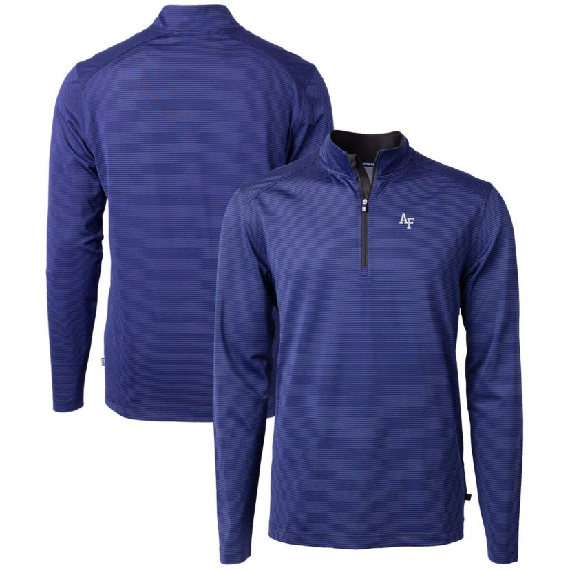 NCAA Air Force Falcons Big & Tall Virtue Eco Pique Micro Stripe Recycled Quarter-Zip Pullover Top