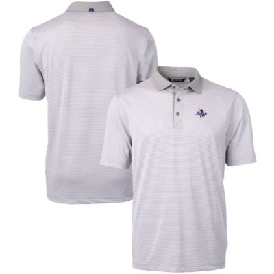 Cutter & Buck Men's NCAA Tulsa Golden Hurricane Big & Tall Virtue Eco Pique Micro Stripe Recycled Polo, Grey, 3XLT