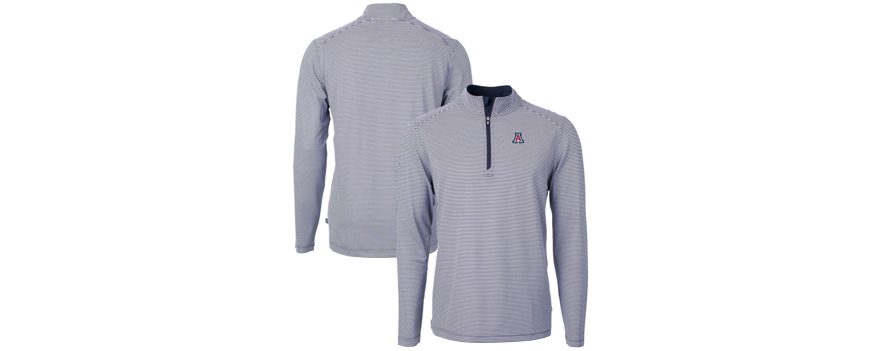 NCAA Arizona Wildcats Big & Tall Virtue Eco Pique Micro Stripe Recycled Quarter-Zip Pullover Top
