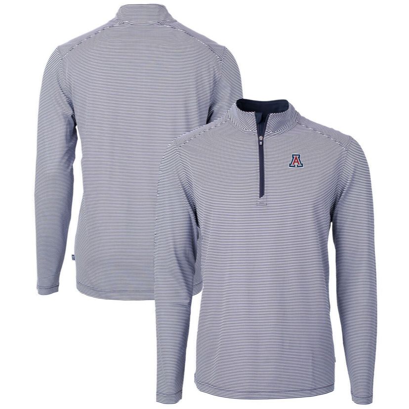 NCAA Arizona Wildcats Big & Tall Virtue Eco Pique Micro Stripe Recycled Quarter-Zip Pullover Top