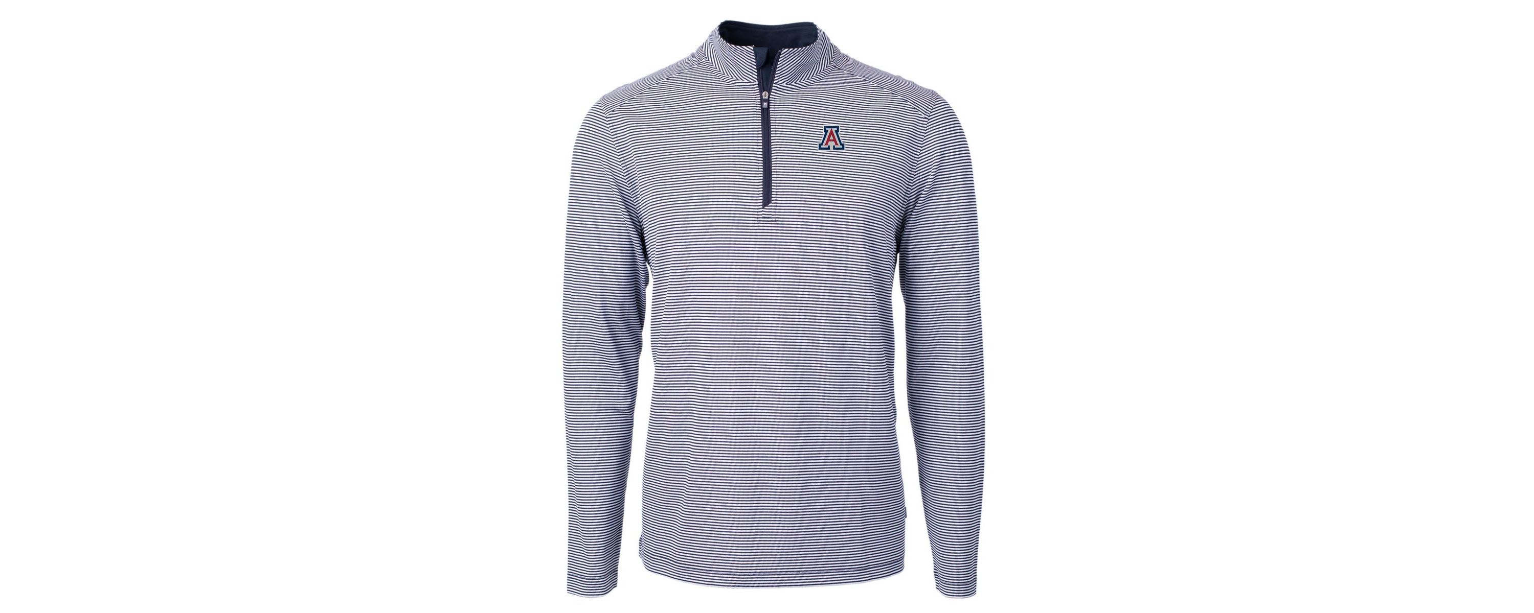 NCAA Arizona Wildcats Big & Tall Virtue Eco Pique Micro Stripe Recycled Quarter-Zip Pullover Top