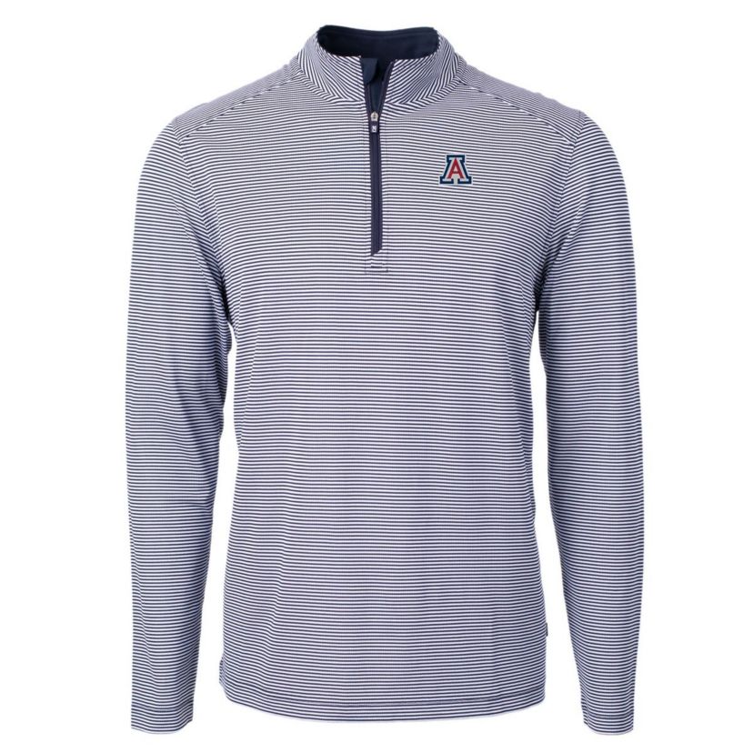 NCAA Arizona Wildcats Big & Tall Virtue Eco Pique Micro Stripe Recycled Quarter-Zip Pullover Top