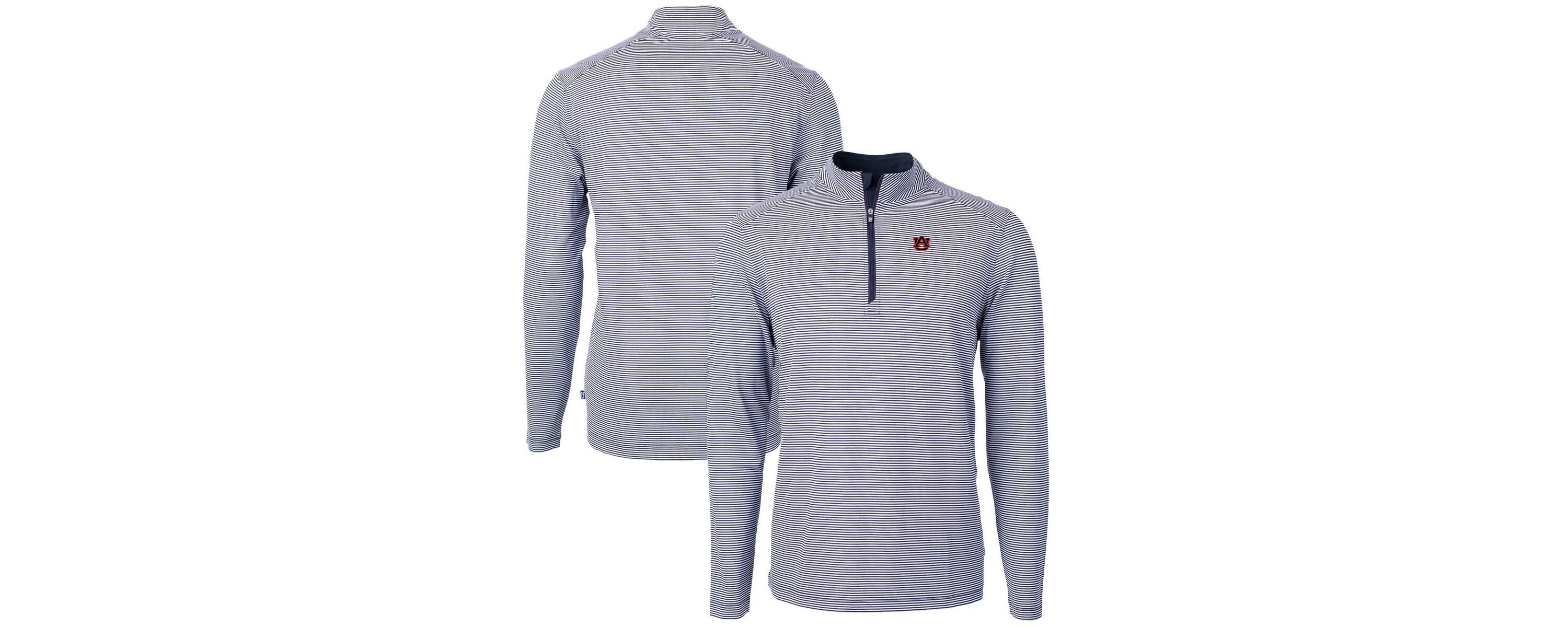 NCAA Auburn Tigers Big & Tall Virtue Eco Pique Micro Stripe Recycled Quarter-Zip Pullover Top