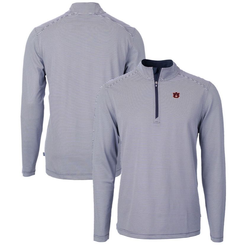 NCAA Auburn Tigers Big & Tall Virtue Eco Pique Micro Stripe Recycled Quarter-Zip Pullover Top