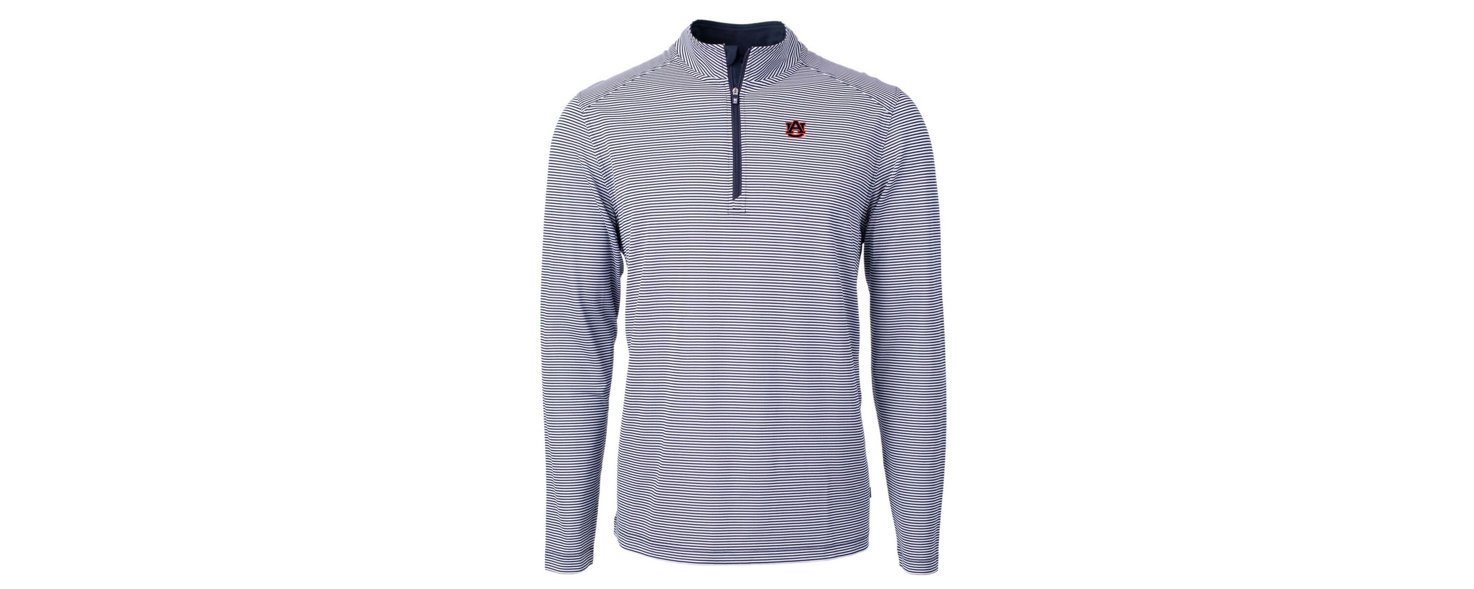 NCAA Auburn Tigers Big & Tall Virtue Eco Pique Micro Stripe Recycled Quarter-Zip Pullover Top