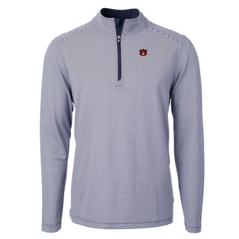 NCAA Auburn Tigers Big & Tall Virtue Eco Pique Micro Stripe Recycled Quarter-Zip Pullover Top