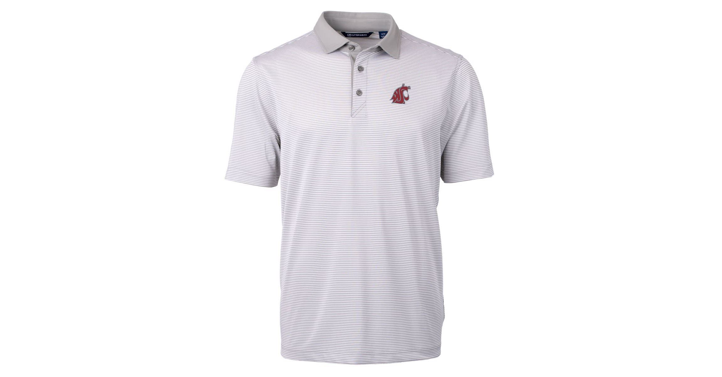 NCAA Washington State Cougars Big & Tall Virtue Eco Pique Micro Stripe Recycled Polo