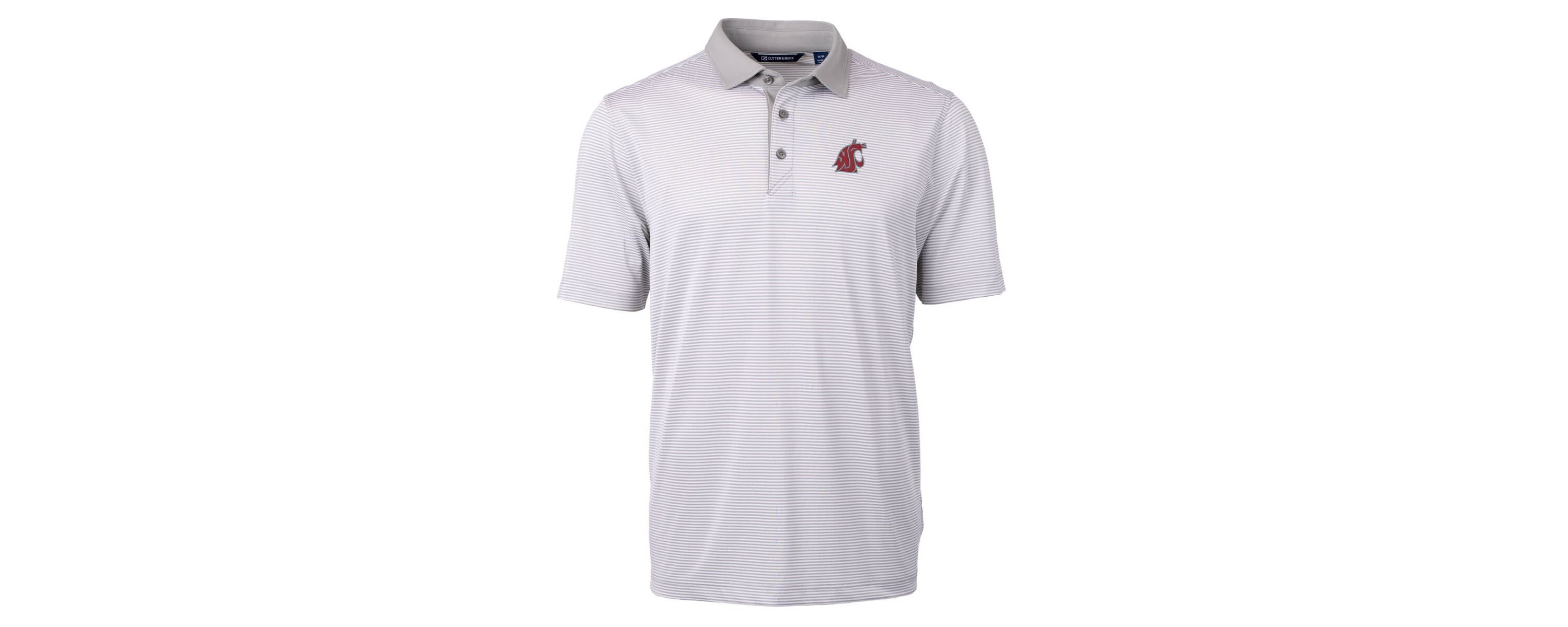 NCAA Washington State Cougars Big & Tall Virtue Eco Pique Micro Stripe Recycled Polo