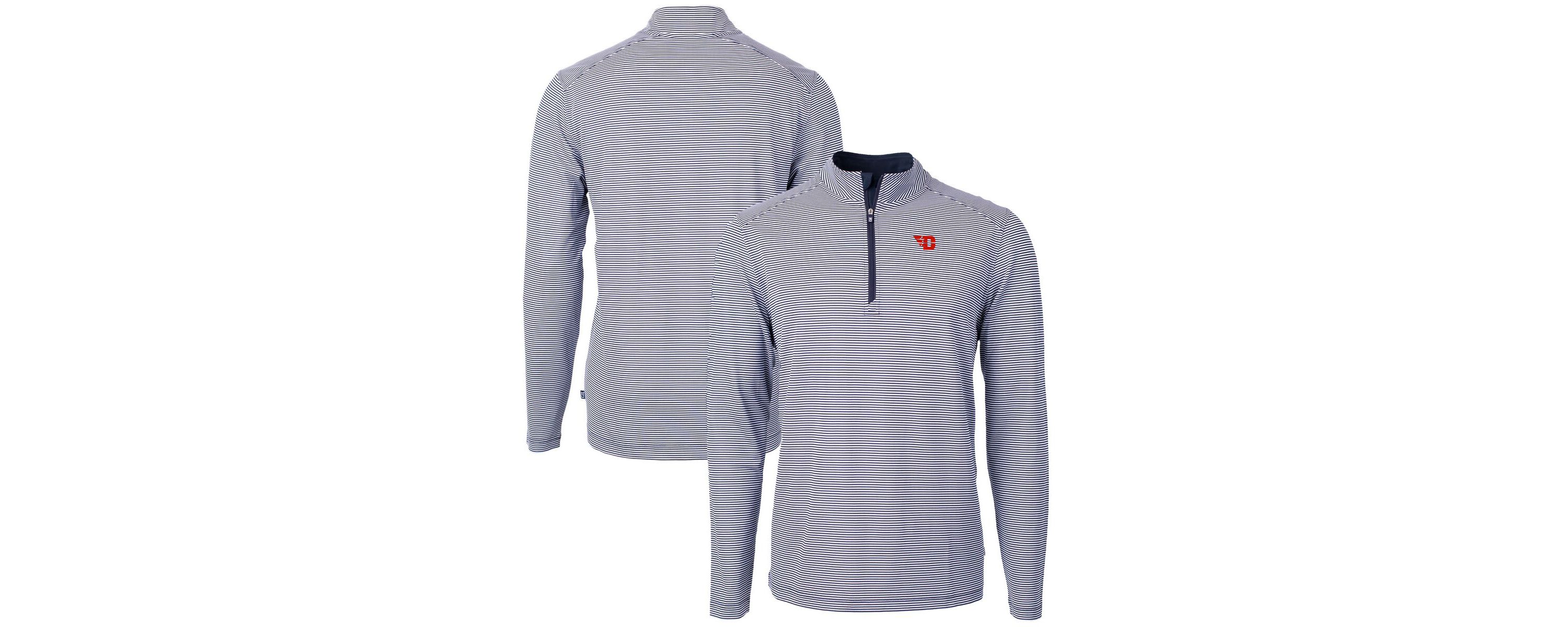 NCAA Dayton Flyers Big & Tall Virtue Eco Pique Micro Stripe Recycled Quarter-Zip Pullover Top