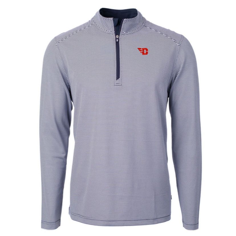 NCAA Dayton Flyers Big & Tall Virtue Eco Pique Micro Stripe Recycled Quarter-Zip Pullover Top
