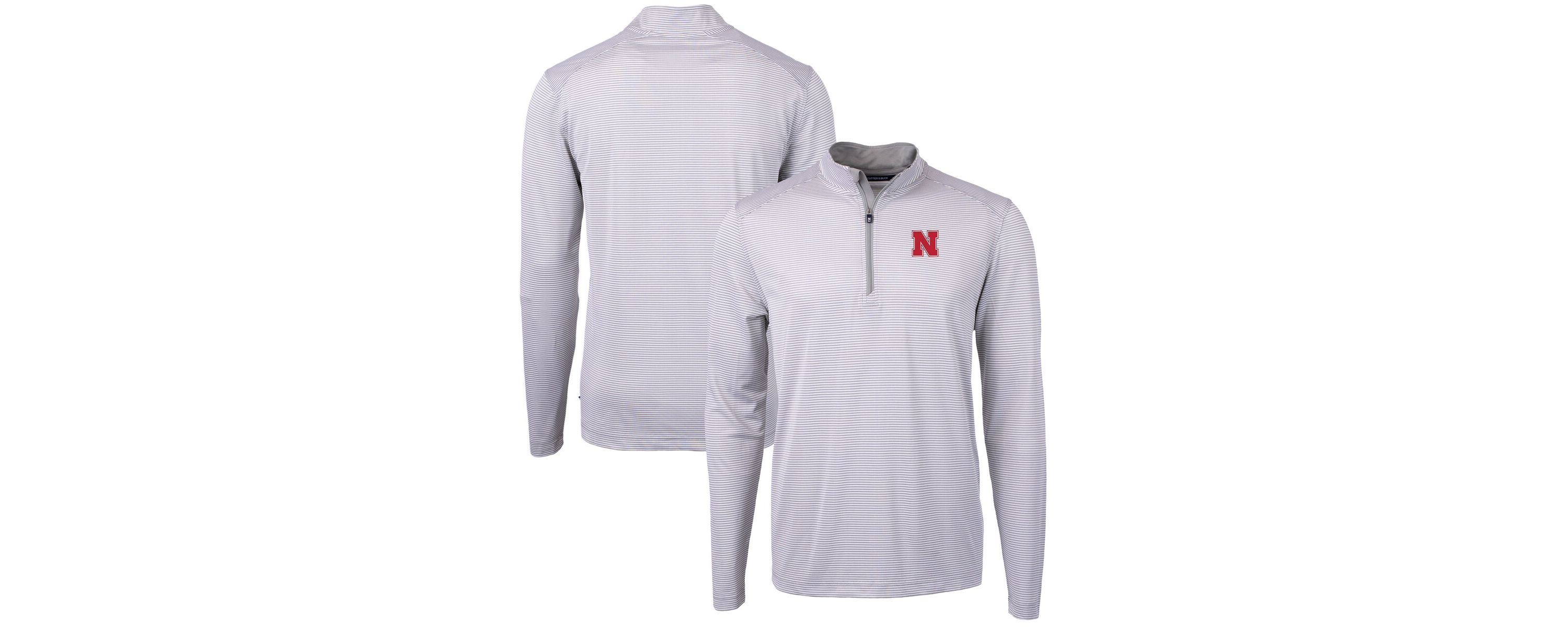 NCAA Nebraska Huskers Big & Tall Virtue Eco Pique Micro Stripe Recycled Quarter-Zip Pullover Top