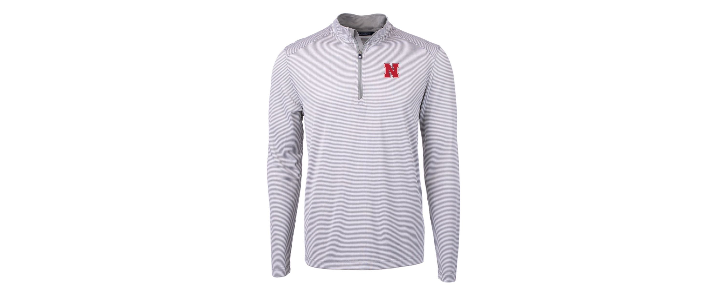 NCAA Nebraska Huskers Big & Tall Virtue Eco Pique Micro Stripe Recycled Quarter-Zip Pullover Top