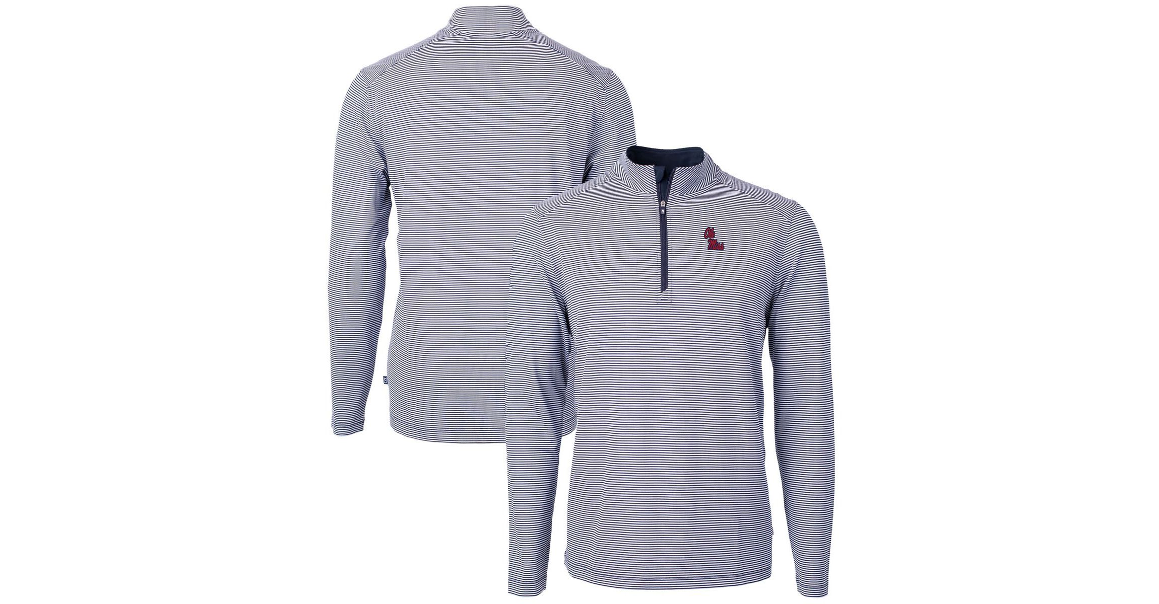NCAA Ole Miss Rebels Big & Tall Virtue Eco Pique Micro Stripe Recycled Quarter-Zip Pullover Top