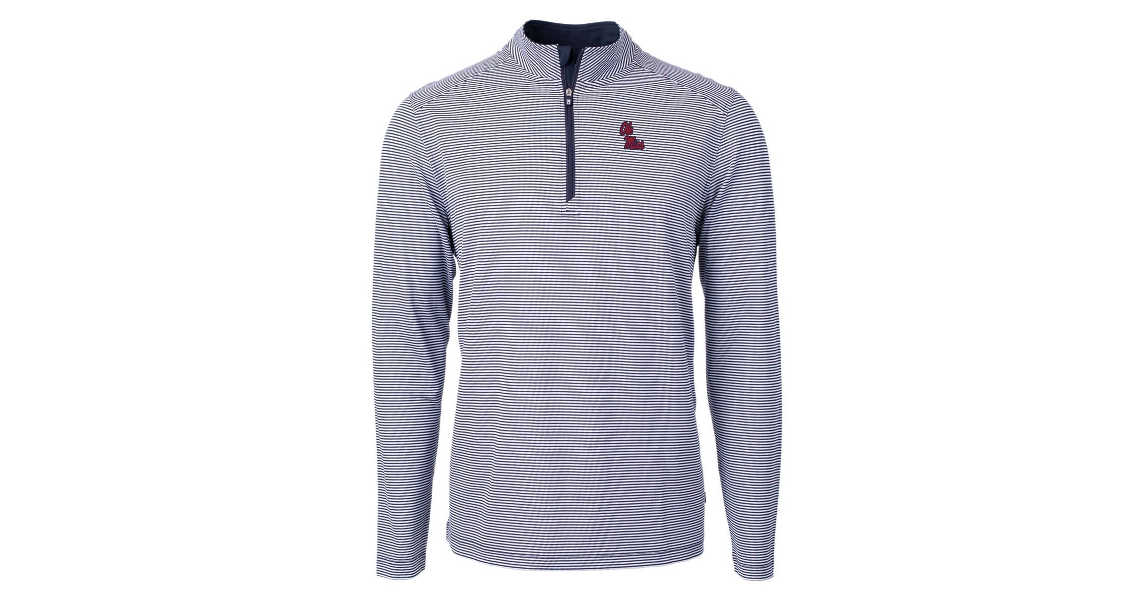 NCAA Ole Miss Rebels Big & Tall Virtue Eco Pique Micro Stripe Recycled Quarter-Zip Pullover Top