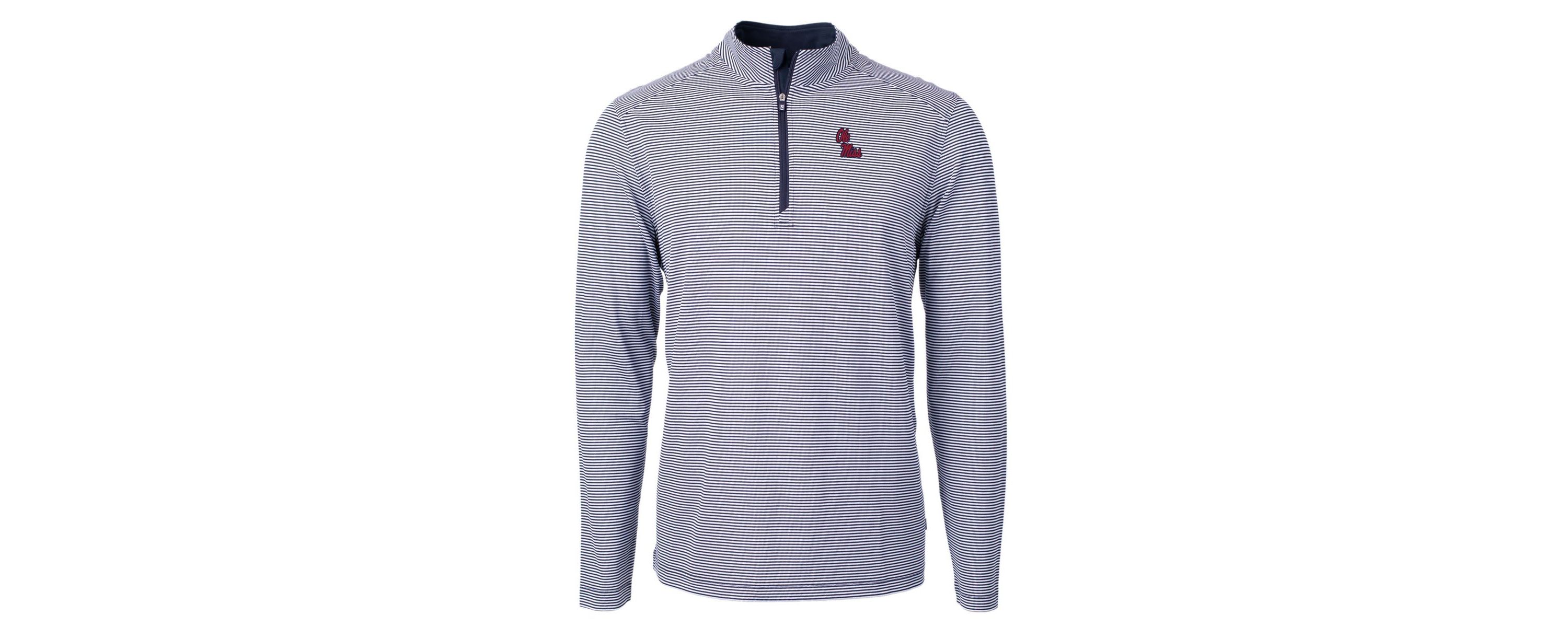NCAA Ole Miss Rebels Big & Tall Virtue Eco Pique Micro Stripe Recycled Quarter-Zip Pullover Top